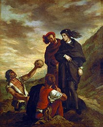 Hamlet und Horatio auf dem Friedhof, 1839 von Eugène Delacroix | Leinwand Kunstdruck