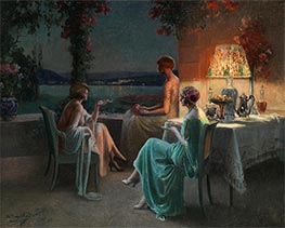 Three Women on the Terrace, undated by Delphin Enjolras | Canvas Print