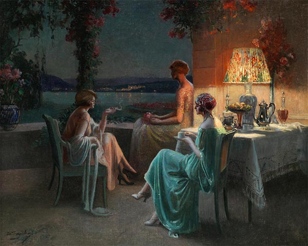 Three Women on the Terrace, undated | Delphin Enjolras | Giclée Canvas Print