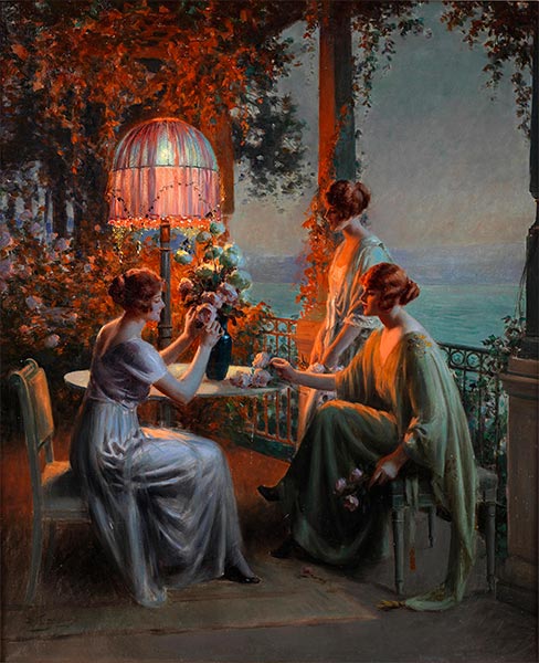 Elegant auf der mondbeschienenen Terrasse, n.d. | Delphin Enjolras