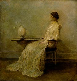 Dame in Weiß II, c.1910 von Thomas Wilmer Dewing | Leinwand Kunstdruck