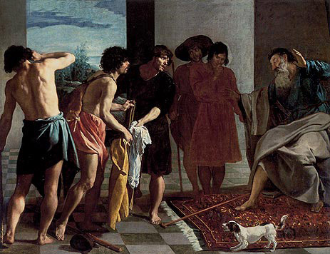 Josephs blutiger Mantel wird zu Jakob gebracht, 1630 | Velazquez | Giclée Leinwand Kunstdruck