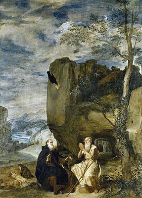 Saint Anthony the Abbot and Saint Paul the First Hermit, c.1634 | Velazquez | Giclée Canvas Print