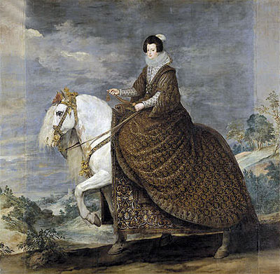 Queen Isabel de Bourbon, wife of Felipe IV on Horseback, c.1635/36 | Velazquez | Giclée Canvas Print
