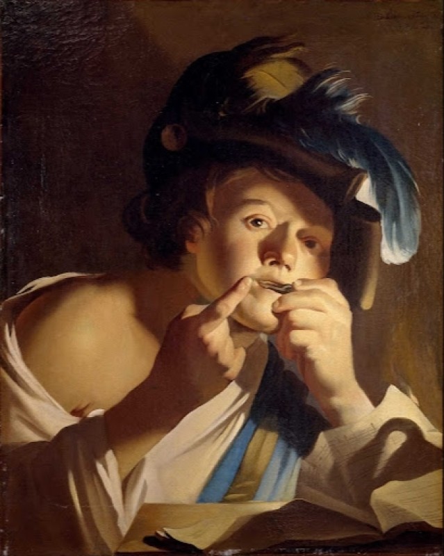 Young Man With Jew's Harp, 1621 | Dirck van Baburen | Giclée Canvas Print