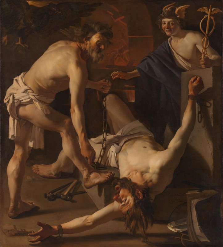 Prometheus Being Chained by Vulcan, 1623 | Dirck van Baburen | Giclée Canvas Print