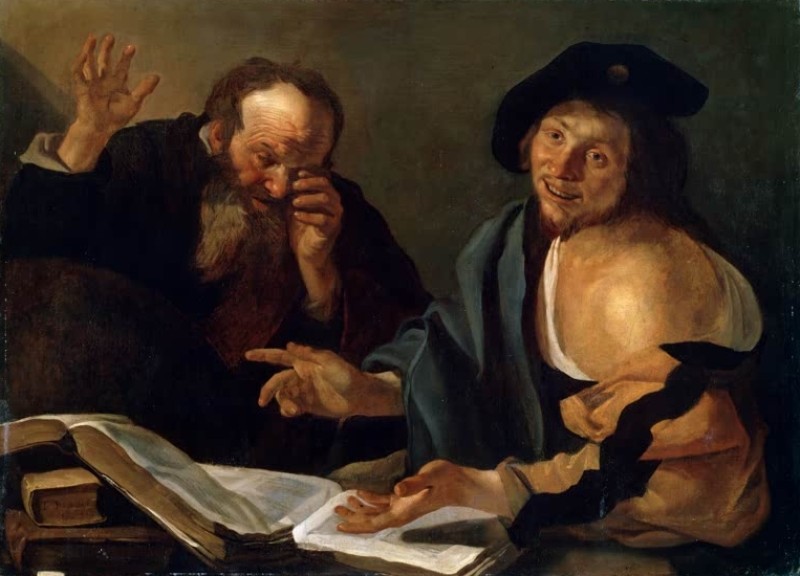 Heraclitus and Democritus, c.1610s | Dirck van Baburen | Giclée Canvas Print