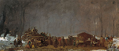 The Maple Sugar Camp - Turning Off, c.1865/73 | Eastman Johnson | Giclée Canvas Print