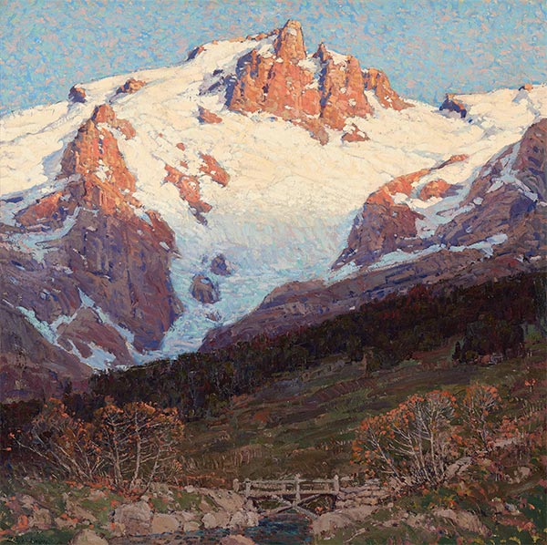 Footbridge below Snowcapped Peaks, n.d. | Edgar Alwin Payne | Giclée Leinwand Kunstdruck