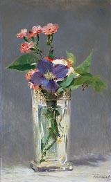 Pinks and Clematis in a Crystal Vase, c.1882 by Manet | Canvas Print