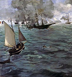 Battle of the 'Kearsarge' and the 'Alabama', 1864 von Manet | Leinwand Kunstdruck