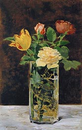 Roses and Tulips in a Vase, 1883 von Manet | Leinwand Kunstdruck