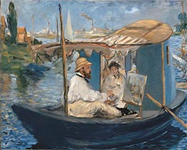 Die Barke (Claude Monet, mit Madame Monet, arbeitet in Argenteuil), 1874 von Manet | Leinwand Kunstdruck
