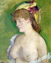 Die blonde Frau mit nackten Brüsten, 1878 von Manet | Leinwand Kunstdruck