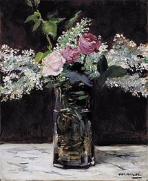 Vase of White Lilacs and Roses, 1883 by Manet | Canvas Print