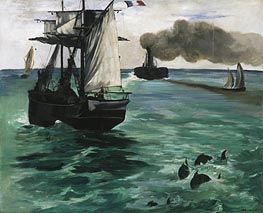 Marine View, c.1864 von Manet | Leinwand Kunstdruck