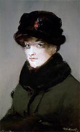 Mery Laurent Wearing a Fur-Collared Cardigan, 1882 by Manet | Canvas Print
