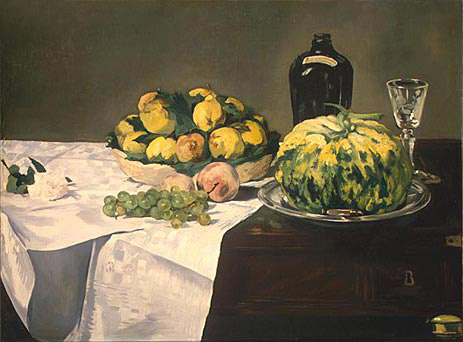 Still Life with Melon and Peaches, c.1866 | Manet | Giclée Leinwand Kunstdruck