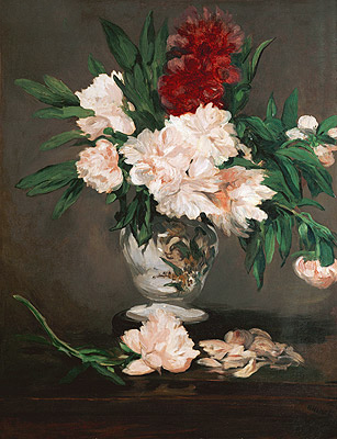 Pfingstrosen in einer Vase auf einem Tisch, 1864 | Manet