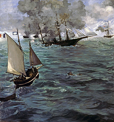Battle of the 'Kearsarge' and the 'Alabama', 1864 | Manet | Giclée Leinwand Kunstdruck