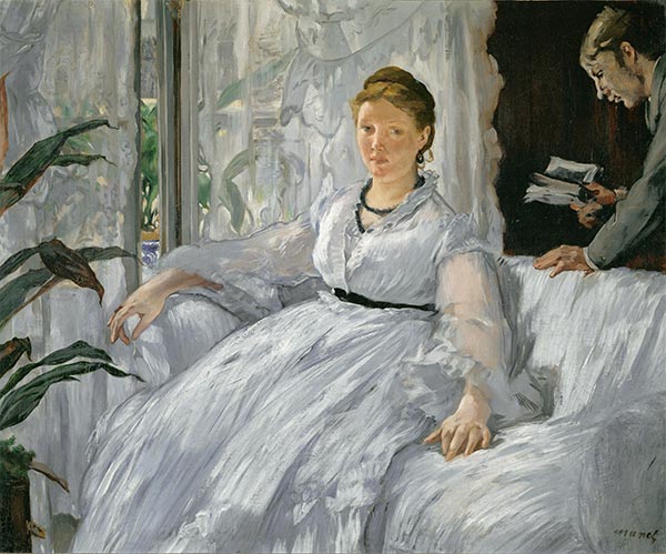 Madame Manet (Reading), 1868 | Manet | Giclée Leinwand Kunstdruck