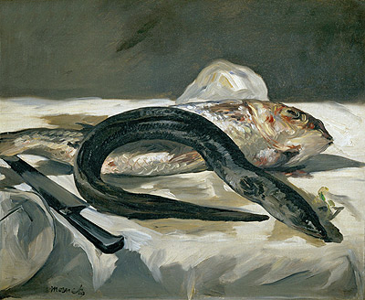 Eel and Red Mullet, 1864 | Manet | Giclée Leinwand Kunstdruck