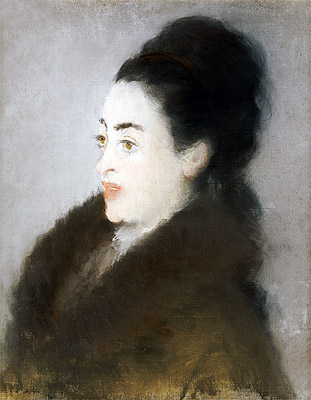 Woman in a Fur Coat in Profile, 1879 | Manet | Giclée Leinwand Kunstdruck