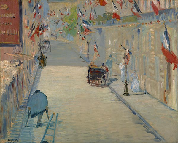 Die Rue Mosnier mit Fahnen, 1878 | Manet | Giclée Leinwand Kunstdruck