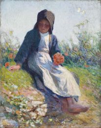 Young Breton Girl (Sunshine), 1889 by Edward Henry Potthast | Canvas Print