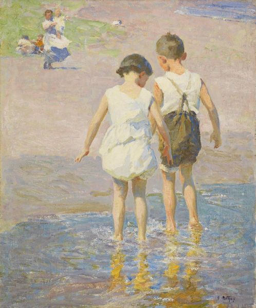 Bruder und Schwester, c.1915 | Edward Henry Potthast | Giclée Leinwand Kunstdruck