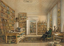 Humboldt in seiner Bibliothek, 1856 von Edward Hildebrandt | Papier-Kunstdruck