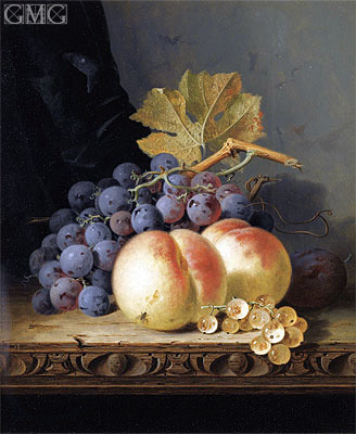 Edward Ladell | Still Life with Peaches, Grapes and Whitecurrants, undated | Giclée Canvas Print
