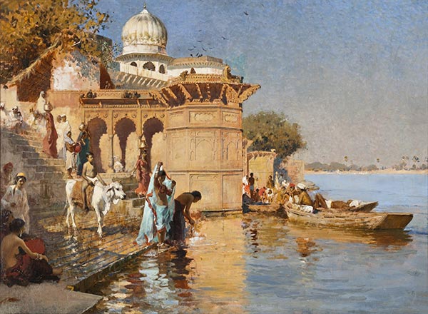 Edwin Lord Weeks | Along the Ghats, Mathura, c.1880 | Giclée Canvas Print