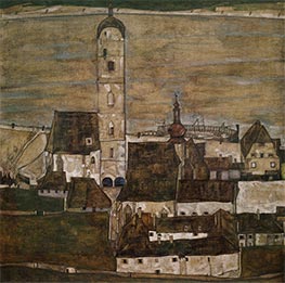 Stadt Stein II, 1913 von Schiele | Leinwand Kunstdruck