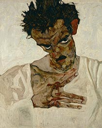 Self-Portrait with Bent Head | Schiele | Painting Reproduction