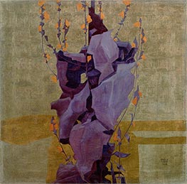 Schiele | Stylized Flower on a Decorative Background | Giclée Canvas Print