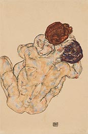 Mann und Frau (Umarmung), 1917 von Schiele | Papier-Kunstdruck
