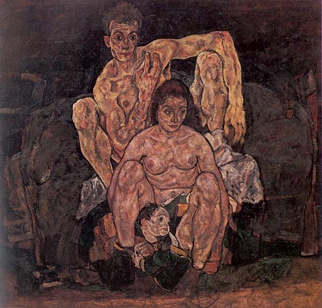 Kauerndes menschenpaar, 1918 | Schiele | Giclée Leinwand Kunstdruck