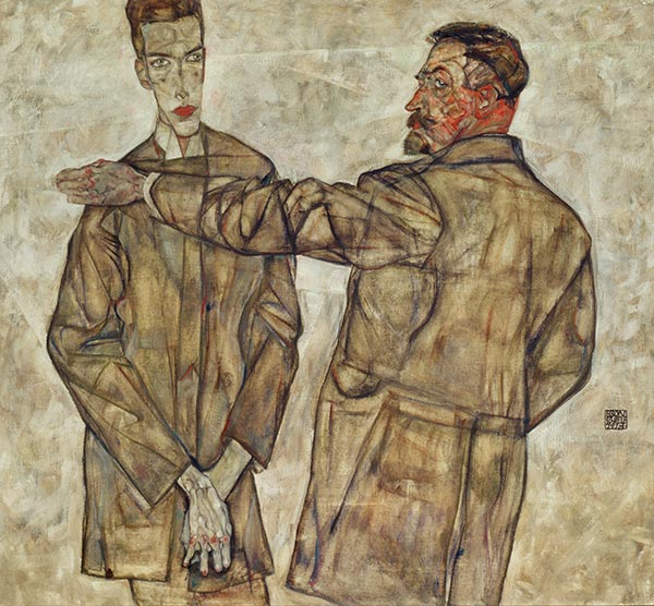 Double Portrait of Otto and Heinrich Benesch, 1913 | Schiele | Giclée Canvas Print