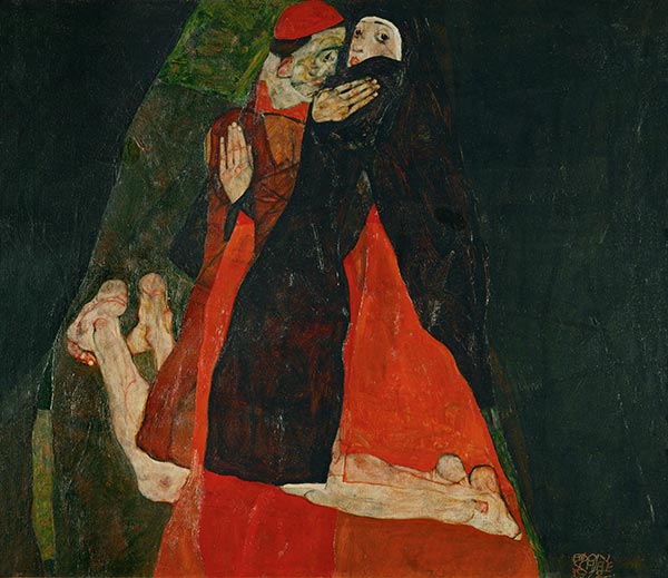 Kardinal und Nonne (Liebkosung), 1912 | Schiele | Giclée Leinwand Kunstdruck