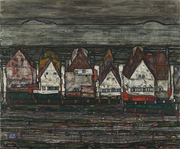Die Häuser am Meer (Häuserreihe), 1914 | Schiele | Giclée Leinwand Kunstdruck