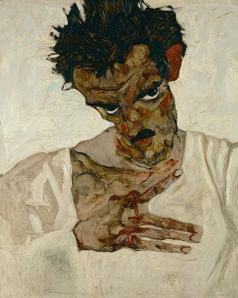 Self-Portrait with Bent Head, 1912 | Schiele