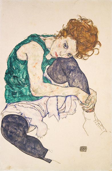 Schiele | Seated Woman with Bent Knees, 1917 | Giclée Paper Print
