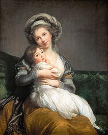 Self Portrait in a Turban and her Daughter Julie, 1786 von Elisabeth-Louise Vigee Le Brun | Leinwand Kunstdruck