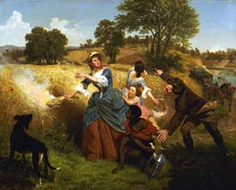 Mrs Schuyler Burning Her Wheat Fields on the Approach of the British, 1852 by Leutze | Canvas Print