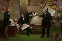 William Henry Seward und Eduard de Stoeckl aus ..., 1867 von Leutze | Giclée Leinwand-Kunstdruck