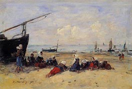 Eugene Boudin | Berck, Fisherwomen on the Beach, Low Tide | Giclée Canvas Print