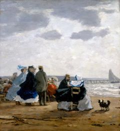 Am Strand, Dieppe, 1864 von Eugene Boudin | Leinwand Kunstdruck