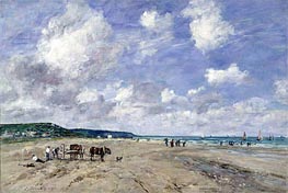 The Beach at Tourgeville, 1893 von Eugene Boudin | Leinwand Kunstdruck