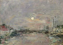 Dusk on the Commercial Dock at Le Havre, c.1892/94 by Eugene Boudin | Canvas Print